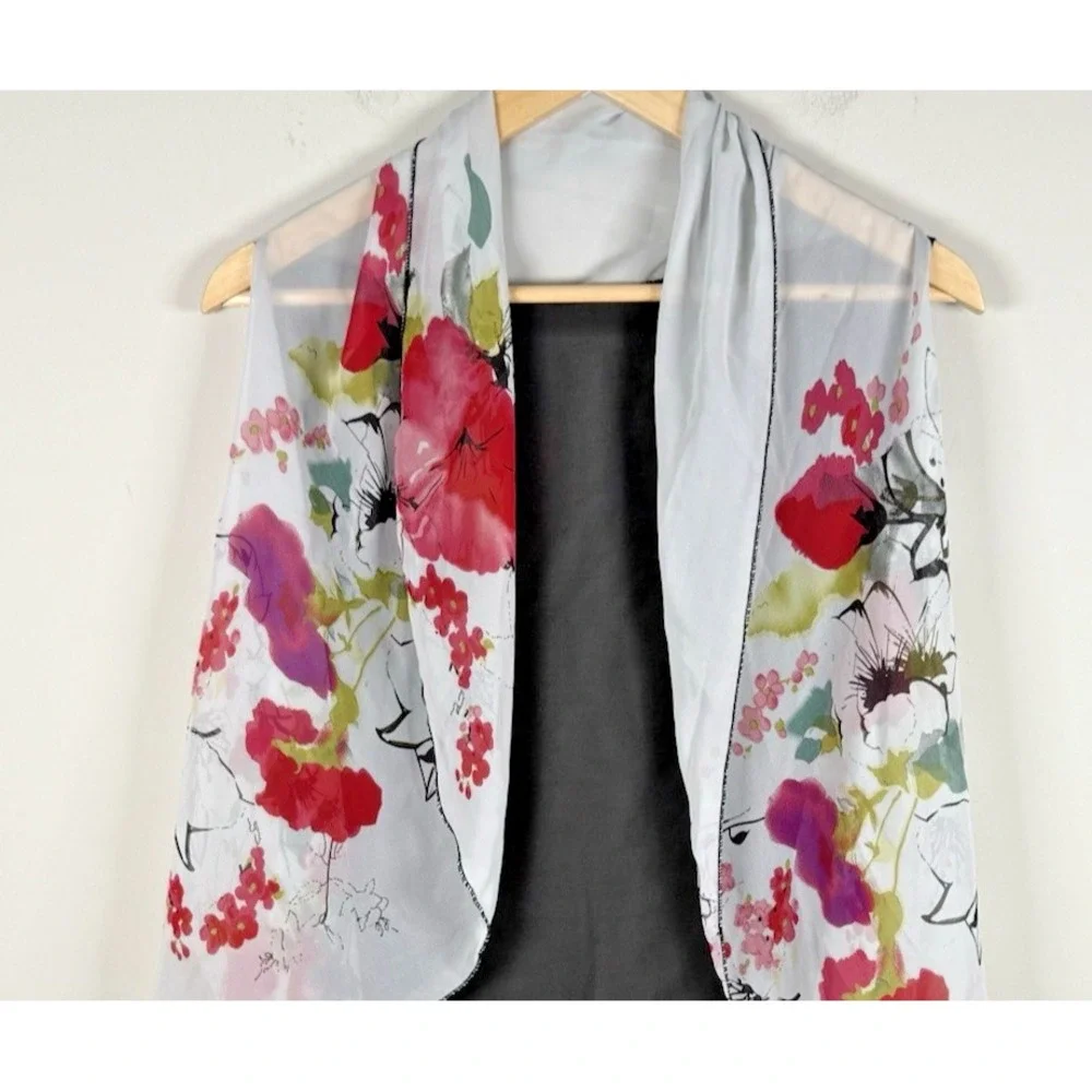 2Chic Floral Waterfall Kimono Duster Poncho Shrug Semi Sheer Womens One‎ Size